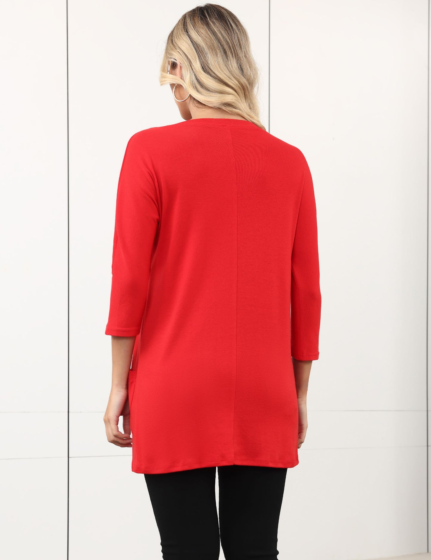 Womens Long Tunics or Tops to Wear with Leggings Casual Spring 3/4 Sleeve Shirts with Pockets