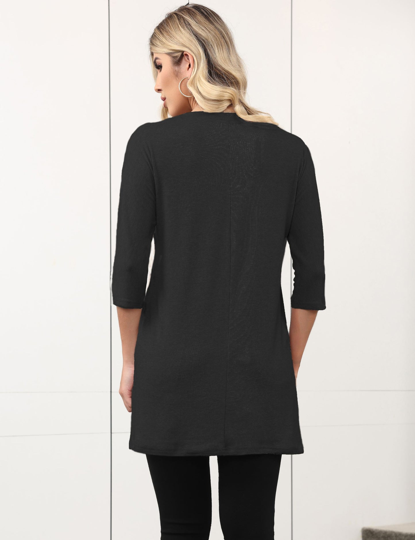 Womens Long Tunics or Tops to Wear with Leggings Casual Spring 3/4 Sleeve Shirts with Pockets