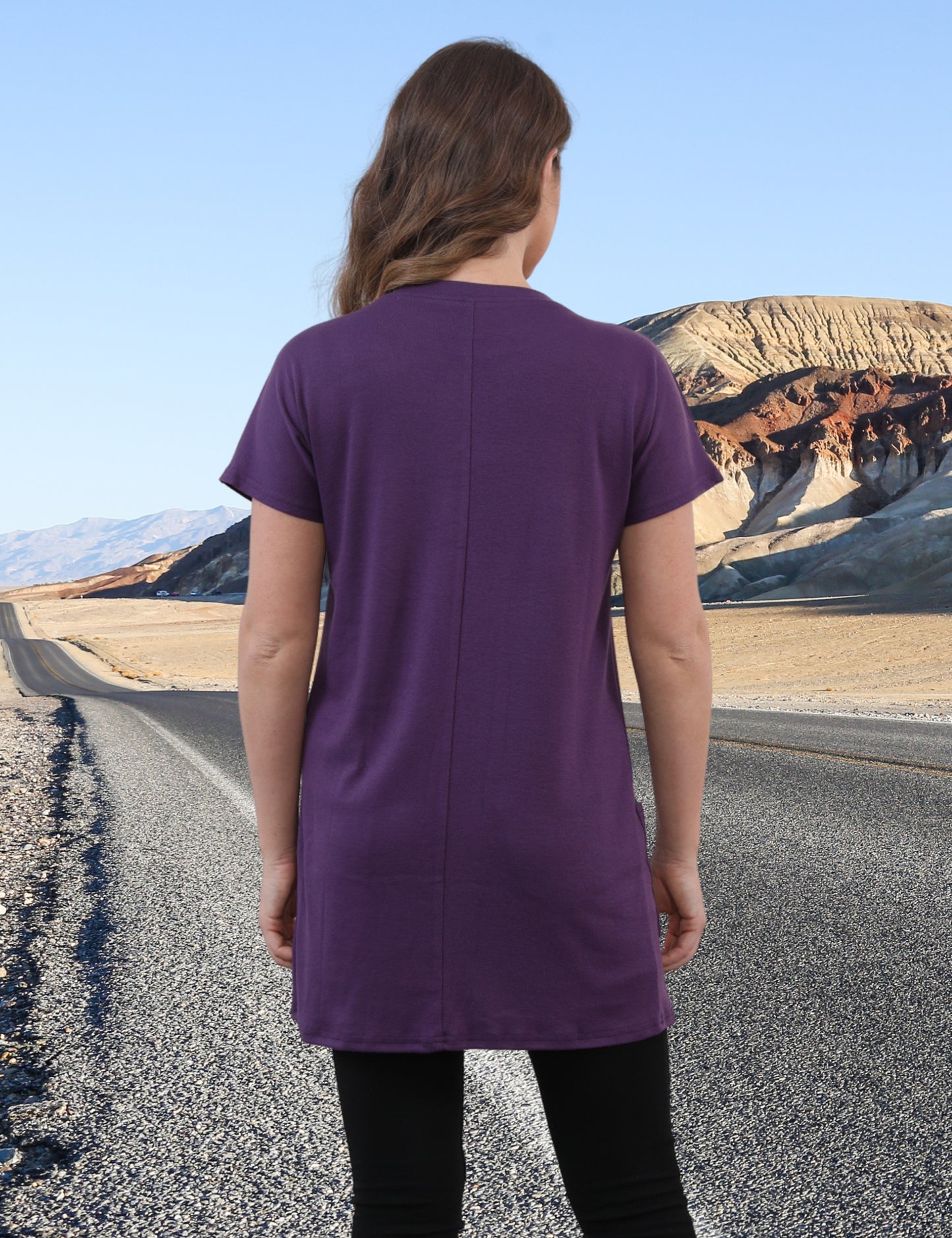 Womens Short Sleeve Tunics or Tops to Wear with Leggings Casual Summer Long Shirts with Pockets