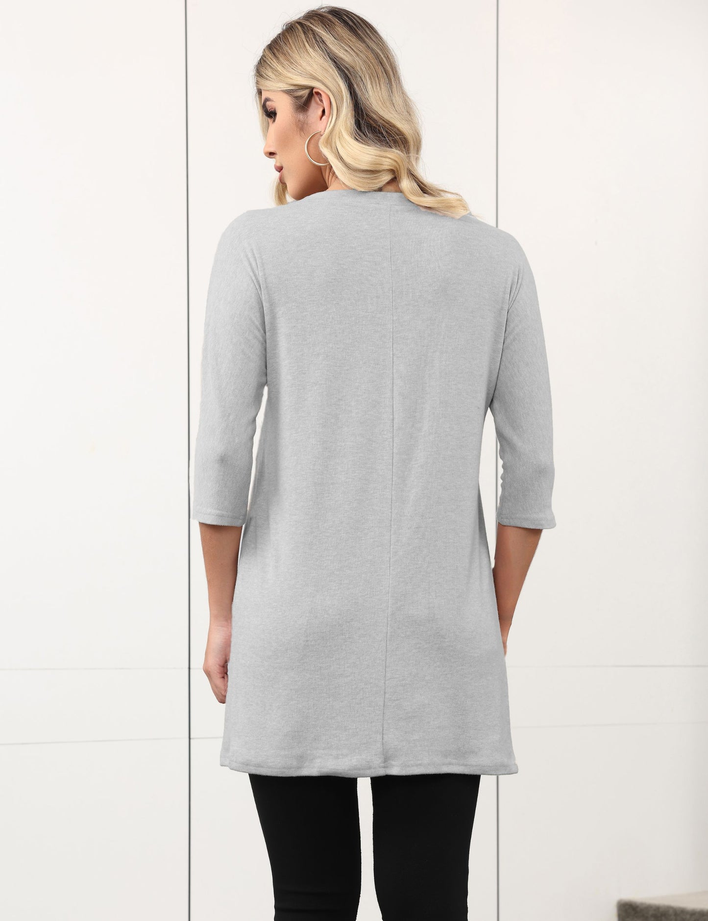 Womens Long Tunics or Tops to Wear with Leggings Casual Spring 3/4 Sleeve Shirts with Pockets