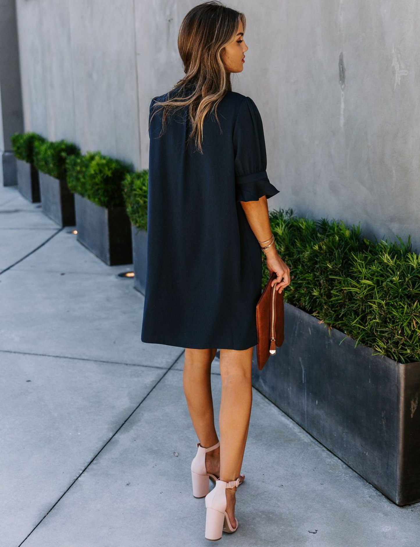 Spring Dresses for Women Casual Flowy Cute Short Sleeve V Neck Shift Dress