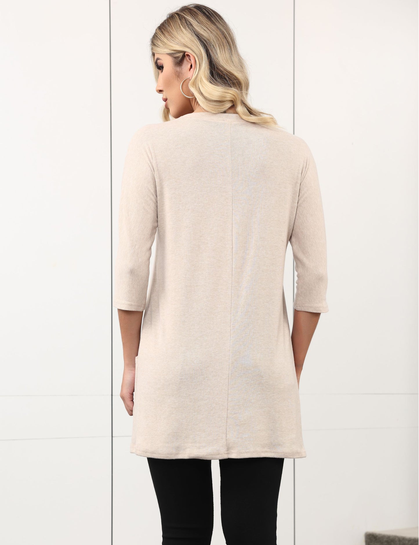 Womens Long Tunics or Tops to Wear with Leggings Casual Spring 3/4 Sleeve Shirts with Pockets